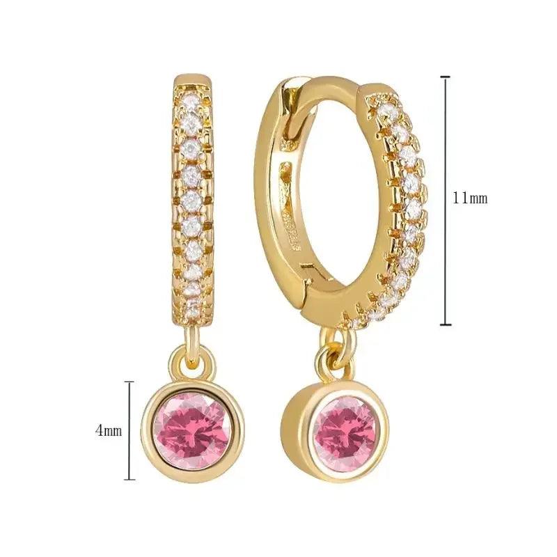 Pendientes de Aro de Plata Esterlina 925 con Cristal Rosa y Corazón, Joyería de Lujo para Mujer, Regalo Elegante y Premium