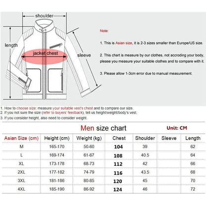 Chaqueta Térmica Eléctrica con 9 Zonas de Calor para Hombre y Mujer, Abrigo de Gráfeno con Calefacción USB para Deportes y Camping