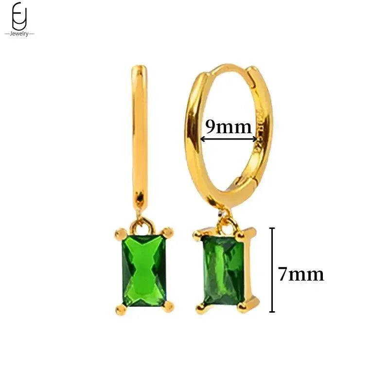 Pendientes de Aro con Corazón en Plata Esterlina 925 y Zirconia Verde, Joyería de Lujo para Mujer, Regalos Elegantes