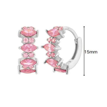 Pendientes de Aro de Plata Esterlina 925 con Cristal Rosa y Corazón, Joyería de Lujo para Mujer, Regalo Elegante y Premium