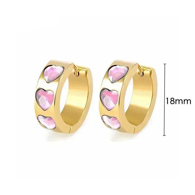 Pendientes de Aro de Plata Esterlina 925 con Cristal Rosa y Corazón, Joyería de Lujo para Mujer, Regalo Elegante y Premium