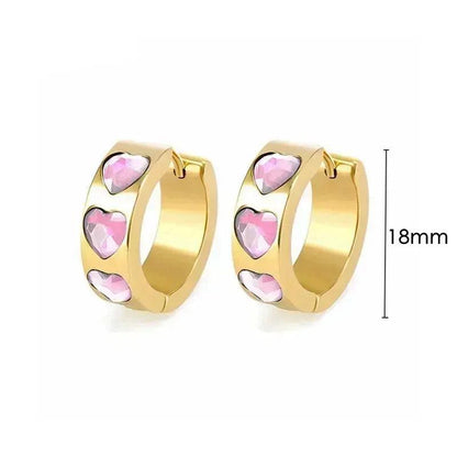 Pendientes de Aro de Plata Esterlina 925 con Cristal Rosa y Corazón, Joyería de Lujo para Mujer, Regalo Elegante y Premium