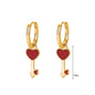 Pendientes de Aro con Colgante de Cristal Rojo Rosa en Plata Esterlina 925, Joyería Elegante para Mujer, Regalos de Moda