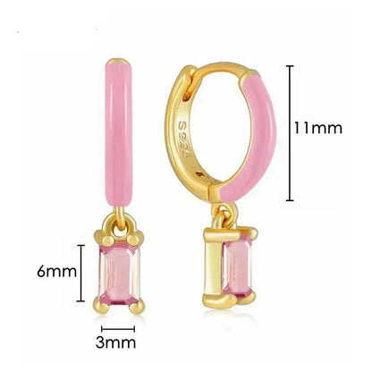 Pendientes de Aro de Plata Esterlina 925 con Cristal Rosa y Corazón, Joyería de Lujo para Mujer, Regalo Elegante y Premium