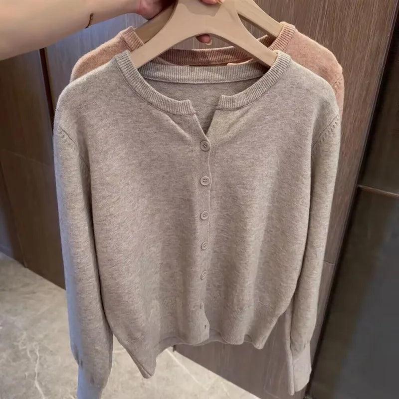 New Fashion Women's Thin Fleece Knit Loose Short Cashmere Sweater Round Neck, Warm Korean Sle Casual Female Sweater Top Cloting