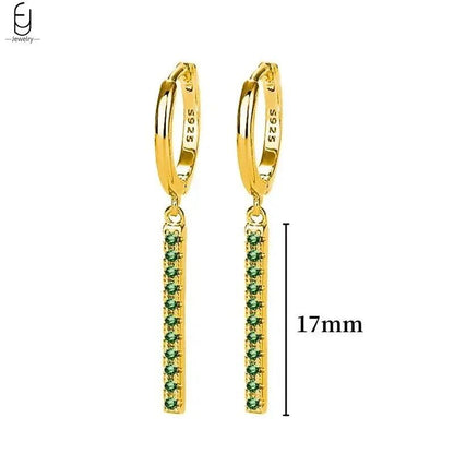 Pendientes de Aro con Corazón en Plata Esterlina 925 y Zirconia Verde, Joyería de Lujo para Mujer, Regalos Elegantes