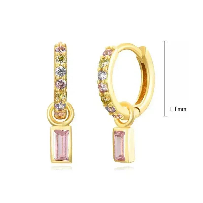 Pendientes de Aro de Plata Esterlina 925 con Cristal Rosa y Corazón, Joyería de Lujo para Mujer, Regalo Elegante y Premium