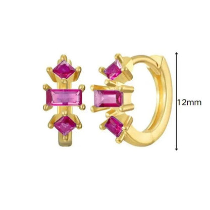 Pendientes de Aro con Colgante de Cristal Rojo Rosa en Plata Esterlina 925, Joyería Elegante para Mujer, Regalos de Moda