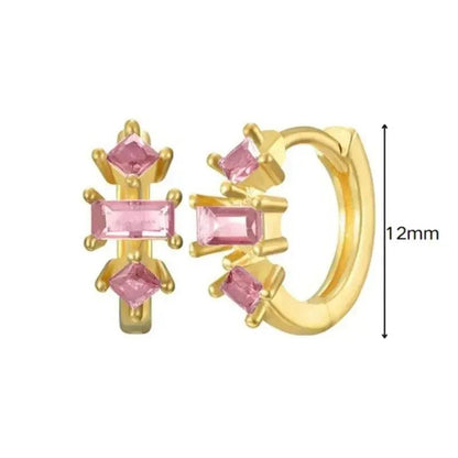 Pendientes de Aro de Plata Esterlina 925 con Cristal Rosa y Corazón, Joyería de Lujo para Mujer, Regalo Elegante y Premium