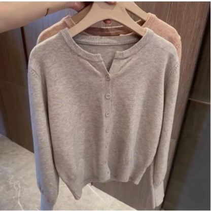 New Fashion Women's Thin Fleece Knit Loose Short Cashmere Sweater Round Neck, Warm Korean Sle Casual Female Sweater Top Cloting