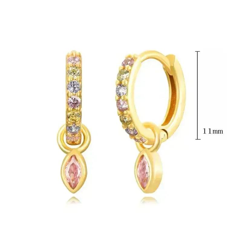 Pendientes de Aro de Plata Esterlina 925 con Cristal Rosa y Corazón, Joyería de Lujo para Mujer, Regalo Elegante y Premium