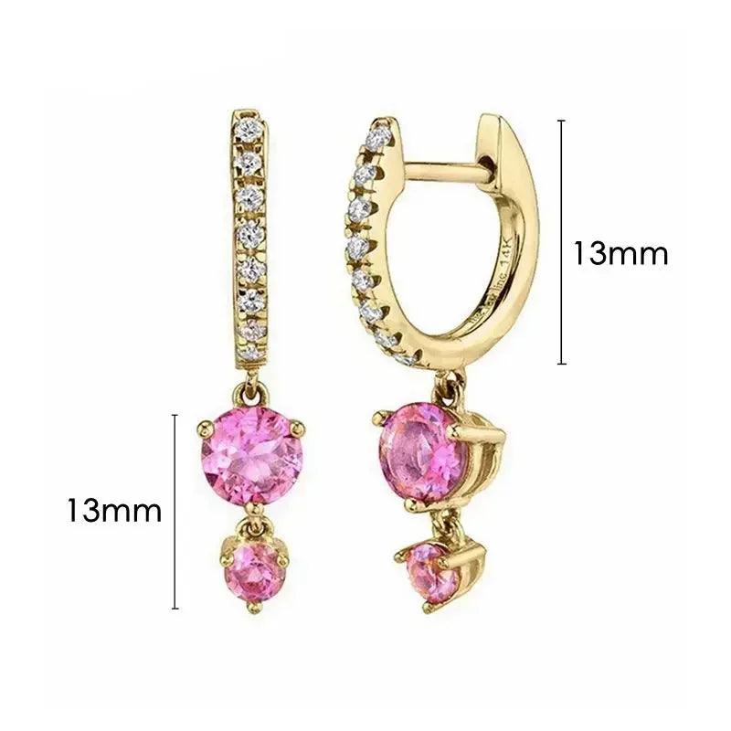 Pendientes de Aro de Plata Esterlina 925 con Cristal Rosa y Corazón, Joyería de Lujo para Mujer, Regalo Elegante y Premium