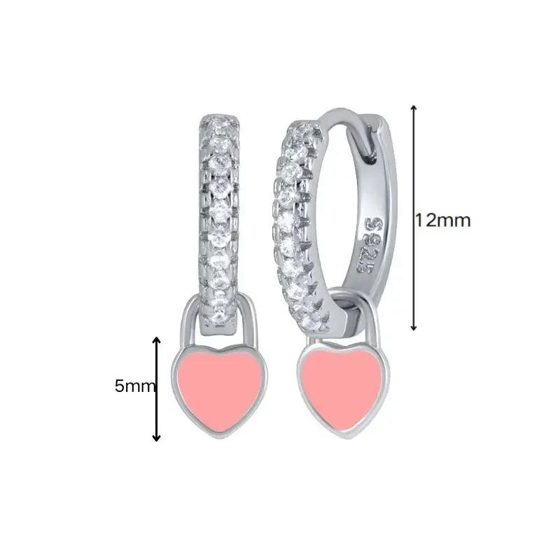 Pendientes de Aro de Plata Esterlina 925 con Cristal Rosa y Corazón, Joyería de Lujo para Mujer, Regalo Elegante y Premium