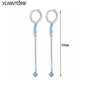 Pendientes de Plata Esterlina 925 con Turquesa Azul, Pendientes de Círculo de Lujo para Mujer, Joyería de Moda Elegante