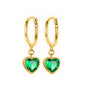 Pendientes de Aro con Corazón en Plata Esterlina 925 y Zirconia Verde, Joyería de Lujo para Mujer, Regalos Elegantes