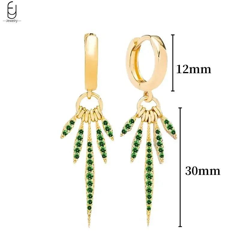 Pendientes de Aro con Corazón en Plata Esterlina 925 y Zirconia Verde, Joyería de Lujo para Mujer, Regalos Elegantes