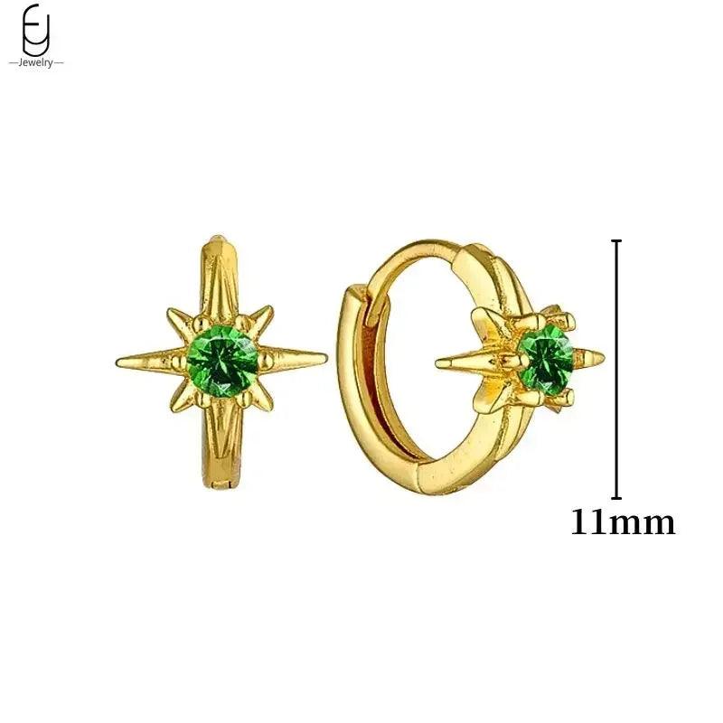 Pendientes de Aro con Corazón en Plata Esterlina 925 y Zirconia Verde, Joyería de Lujo para Mujer, Regalos Elegantes