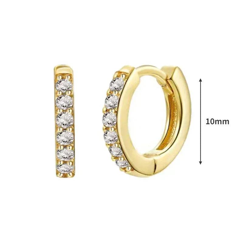 Women's 925 Sterling Silver Ear Needle Crystal Zircon Water Droplets Stud Hoop Gold Huggie Earrings Premium Luxury Party Jewelry