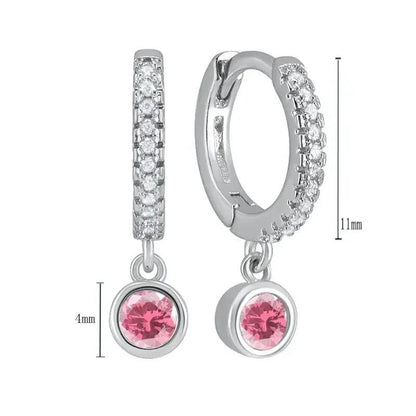 Pendientes de Aro de Plata Esterlina 925 con Cristal Rosa y Corazón, Joyería de Lujo para Mujer, Regalo Elegante y Premium