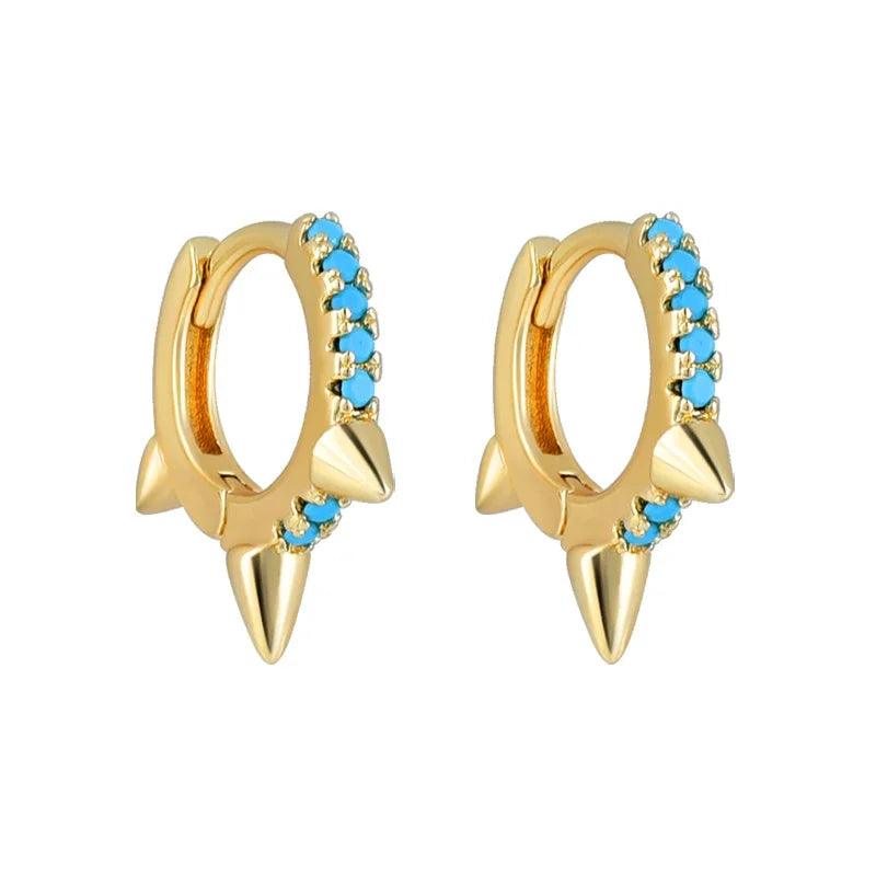 Pendientes de Plata Esterlina 925 con Turquesa Azul, Pendientes de Círculo de Lujo para Mujer, Joyería de Moda Elegante