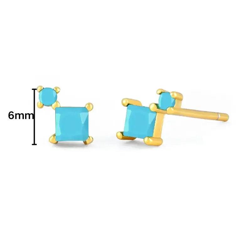 Pendientes de Plata Esterlina 925 con Turquesa Azul, Pendientes de Círculo de Lujo para Mujer, Joyería de Moda Elegante