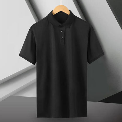 Summer Ice Silk Polo Shirt High-End T-Shirt Solid Color New Half Sleeve Non-Marking Casual Lapels Business Thin Menswear