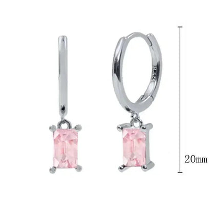 Pendientes de Aro de Plata Esterlina 925 con Cristal Rosa y Corazón, Joyería de Lujo para Mujer, Regalo Elegante y Premium