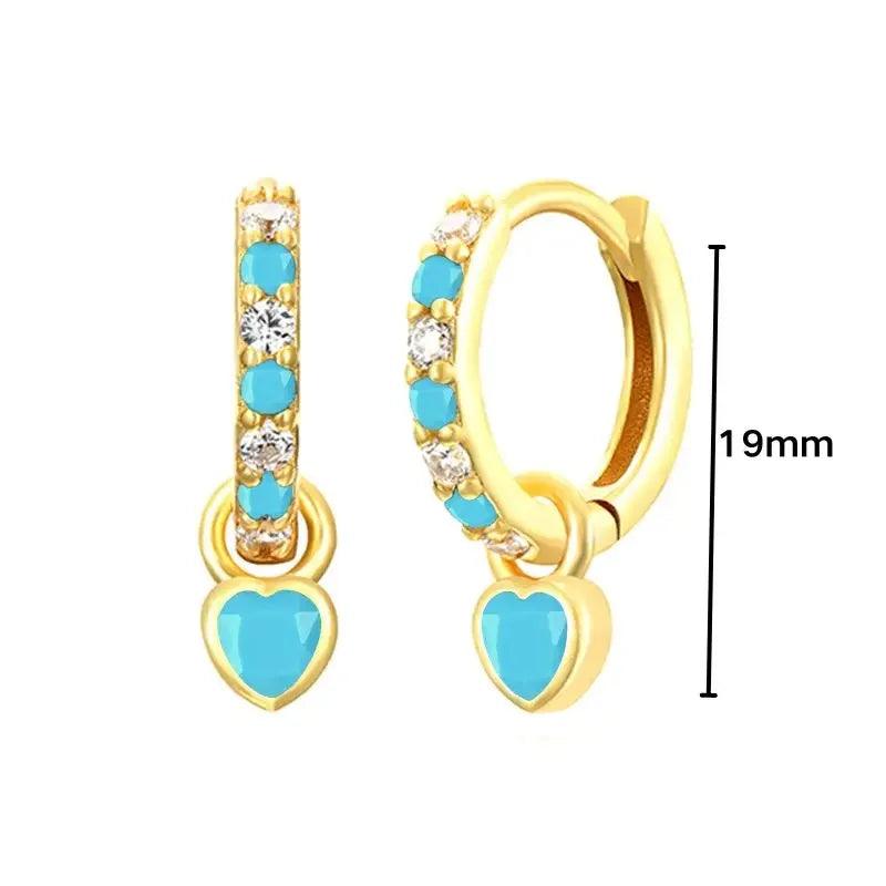 Pendientes de Plata Esterlina 925 con Turquesa Azul, Pendientes de Círculo de Lujo para Mujer, Joyería de Moda Elegante