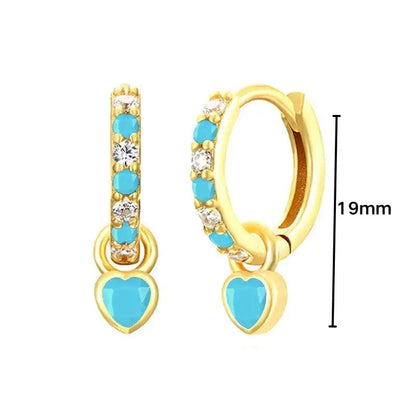 Pendientes de Plata Esterlina 925 con Turquesa Azul, Pendientes de Círculo de Lujo para Mujer, Joyería de Moda Elegante