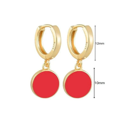 Pendientes de Aro con Colgante de Cristal Rojo Rosa en Plata Esterlina 925, Joyería Elegante para Mujer, Regalos de Moda