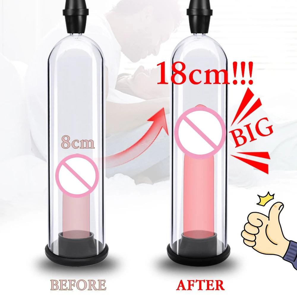 Male Penis Pump Manual Penis Enlarger Enhancement Erection SexToys For Man Vacuum Pump Big Dick Trainer Male Lasting Masturbator