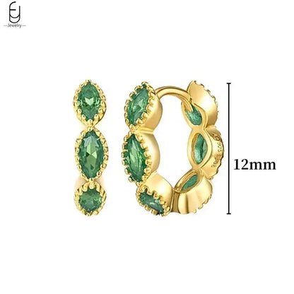 Pendientes de Aro con Corazón en Plata Esterlina 925 y Zirconia Verde, Joyería de Lujo para Mujer, Regalos Elegantes