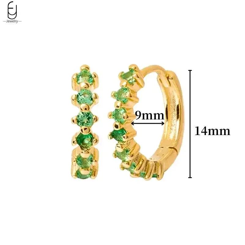 Pendientes de Aro con Corazón en Plata Esterlina 925 y Zirconia Verde, Joyería de Lujo para Mujer, Regalos Elegantes