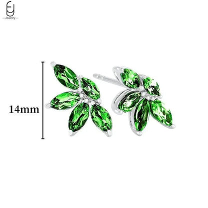 Pendientes de Aro con Corazón en Plata Esterlina 925 y Zirconia Verde, Joyería de Lujo para Mujer, Regalos Elegantes