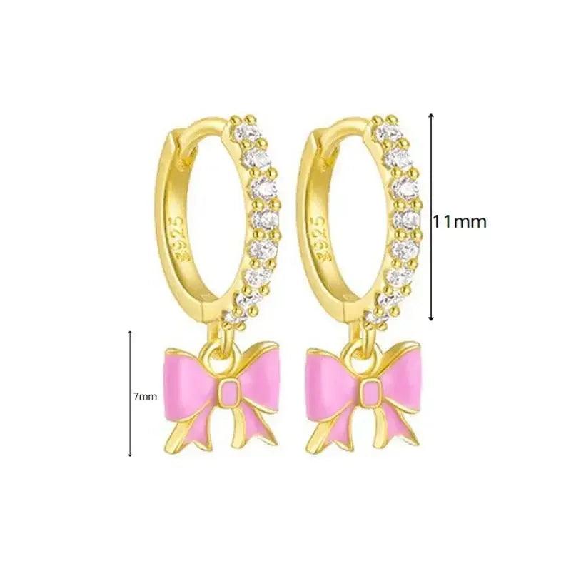 Pendientes de Aro de Plata Esterlina 925 con Cristal Rosa y Corazón, Joyería de Lujo para Mujer, Regalo Elegante y Premium