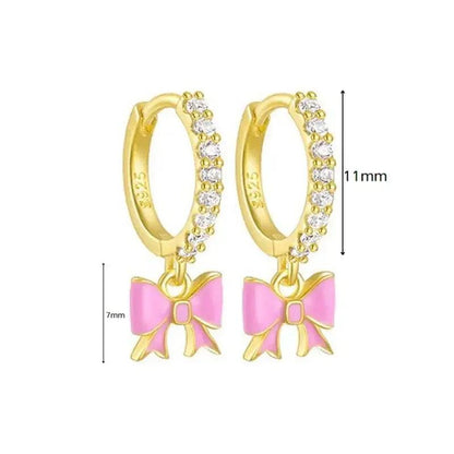 Pendientes de Aro de Plata Esterlina 925 con Cristal Rosa y Corazón, Joyería de Lujo para Mujer, Regalo Elegante y Premium