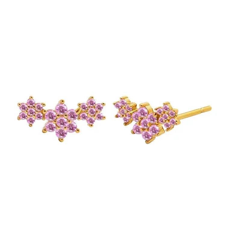 Pendientes de Aro de Plata Esterlina 925 con Cristal Rosa y Corazón, Joyería de Lujo para Mujer, Regalo Elegante y Premium