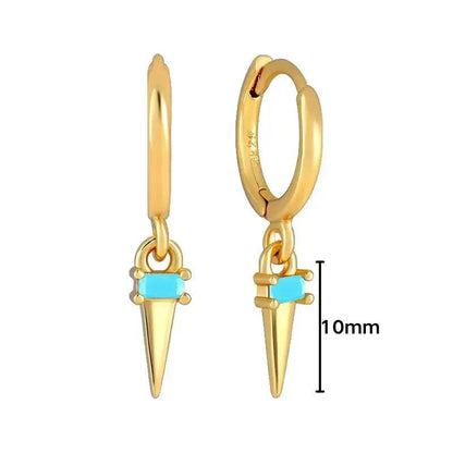 Pendientes de Plata Esterlina 925 con Turquesa Azul, Pendientes de Círculo de Lujo para Mujer, Joyería de Moda Elegante