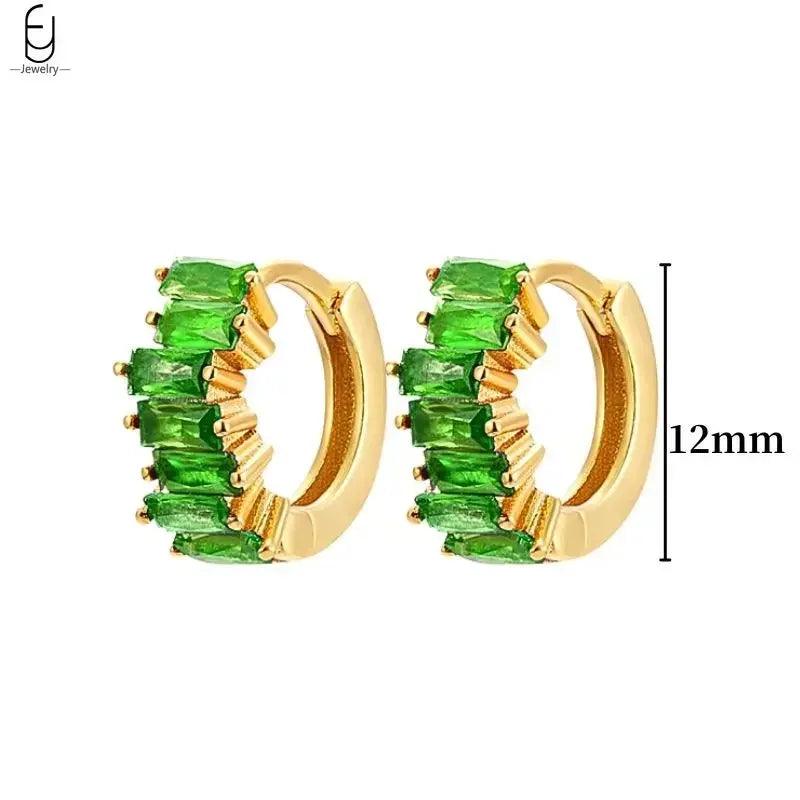 Pendientes de Aro con Corazón en Plata Esterlina 925 y Zirconia Verde, Joyería de Lujo para Mujer, Regalos Elegantes