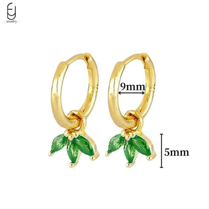 Pendientes de Aro con Corazón en Plata Esterlina 925 y Zirconia Verde, Joyería de Lujo para Mujer, Regalos Elegantes