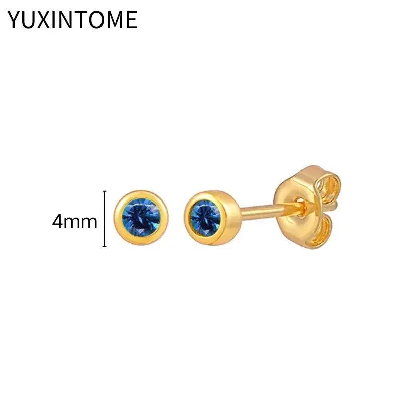 Pendientes de Aro de Plata Esterlina 925 con Zirconia Azul de Lujo para Mujer, Pendientes de Moda con Colgante en Gota de Agua, Corazón o Flor