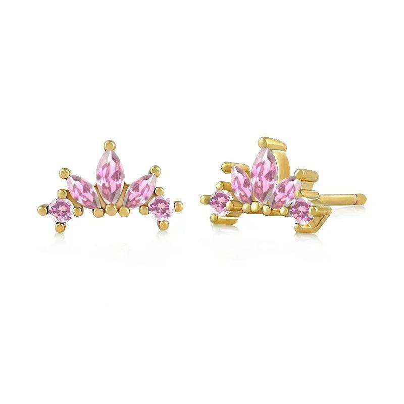 Pendientes de Aro de Plata Esterlina 925 con Cristal Rosa y Corazón, Joyería de Lujo para Mujer, Regalo Elegante y Premium