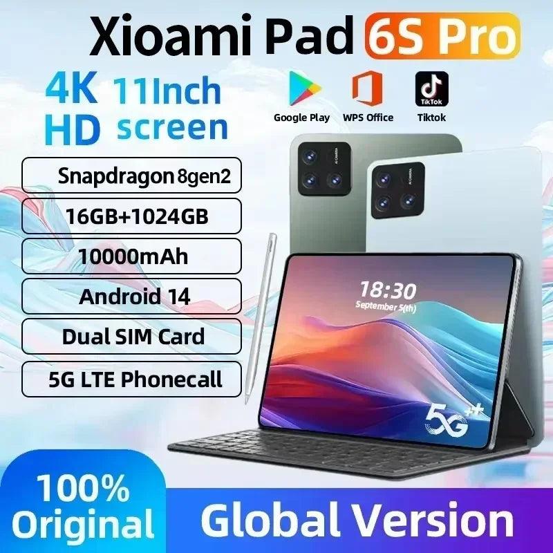 Global Version Original Xioami Pad 6S Pro Tablet 11inch HD 4K Android 14 16GB+1T 10000mAh 5G Dual SIM Bluetooth WiFi GPS Tablet