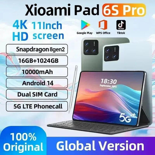 Global Version Original Xioami Pad 6S Pro Tablet 11inch HD 4K Android 14 16GB+1T 10000mAh 5G Dual SIM Bluetooth WiFi GPS Tablet