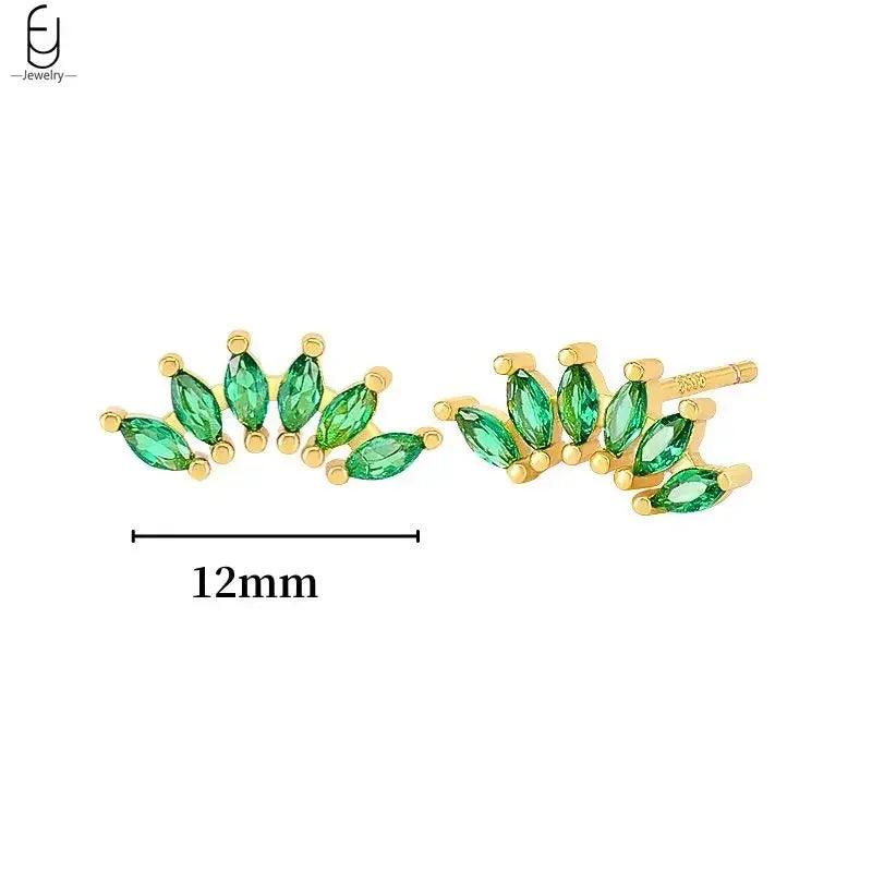 Pendientes de Aro con Corazón en Plata Esterlina 925 y Zirconia Verde, Joyería de Lujo para Mujer, Regalos Elegantes