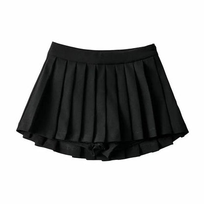 Zoki Sexy Women Pleated Skirts High Waist Summer Vintage Mini Skirts Korean Tennis Student White Designed Dance Skirt