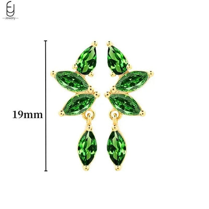 Pendientes de Aro con Corazón en Plata Esterlina 925 y Zirconia Verde, Joyería de Lujo para Mujer, Regalos Elegantes