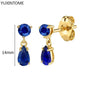 Pendientes de Aro de Plata Esterlina 925 con Zirconia Azul de Lujo para Mujer, Pendientes de Moda con Colgante en Gota de Agua, Corazón o Flor