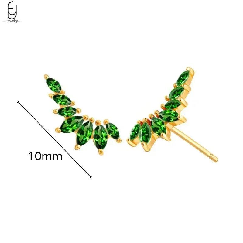 Pendientes de Aro con Corazón en Plata Esterlina 925 y Zirconia Verde, Joyería de Lujo para Mujer, Regalos Elegantes