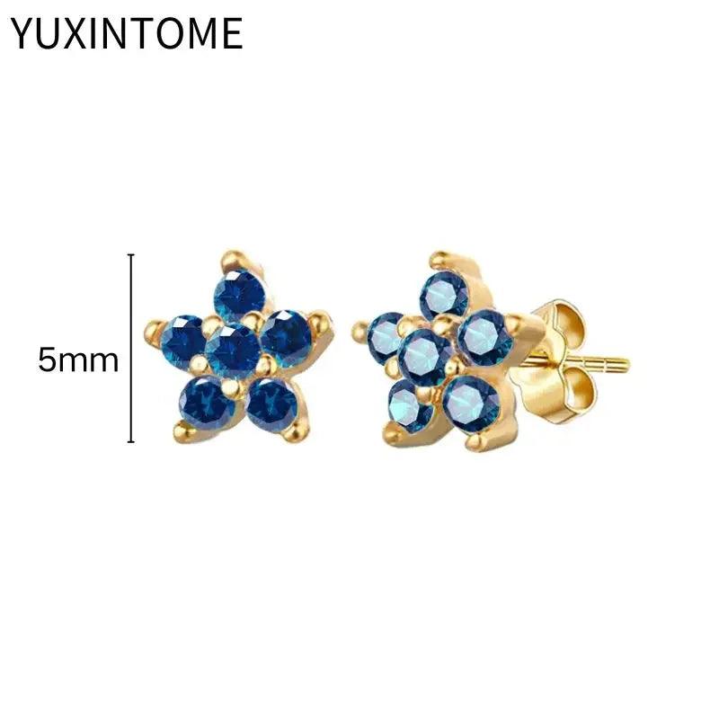 Pendientes de Aro de Plata Esterlina 925 con Zirconia Azul de Lujo para Mujer, Pendientes de Moda con Colgante en Gota de Agua, Corazón o Flor